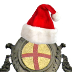 lo stemma del comune con il cappello di babbo natale