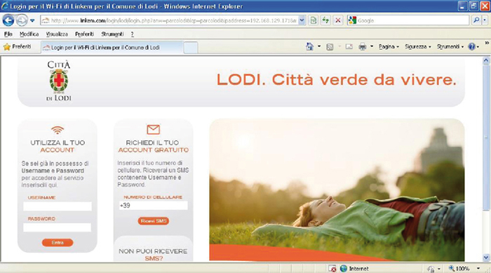 come si presenta la pagina di login