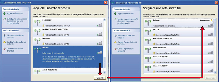 primo passo per la connessione wi-fi