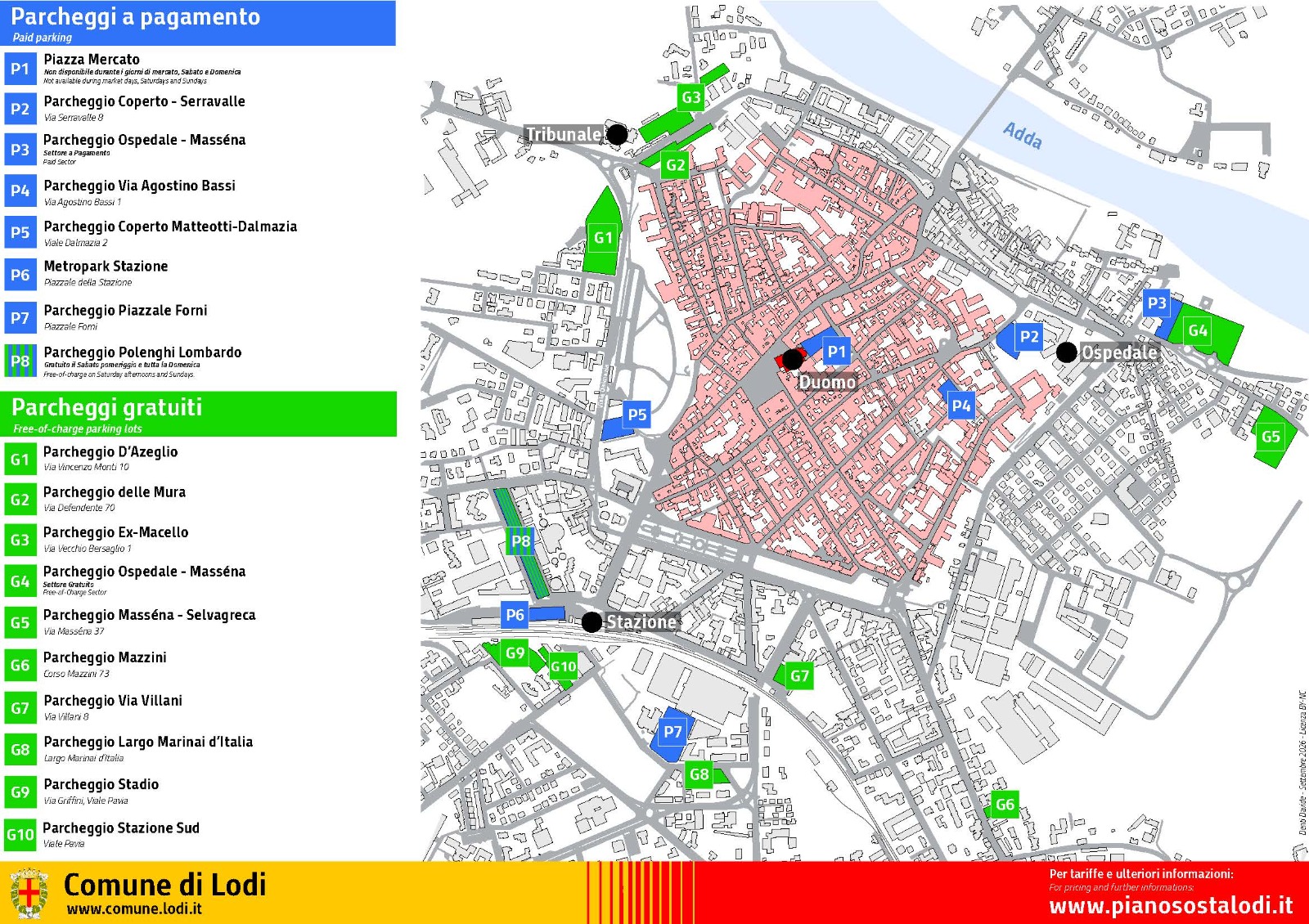 Mappa dei parcheggi gratuiti ed a pagamento