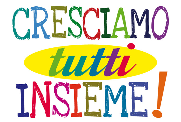 la scritta cresciamo tutti insieme di tutti i colori