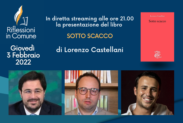 Locandina incontro con immagini dei relatori, copertina libro, data e ora