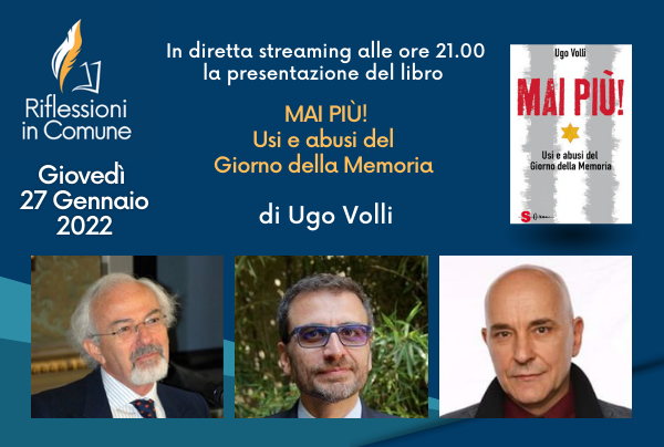 Locandina incontro con immagini dei relatori, copertina libro, data e ora