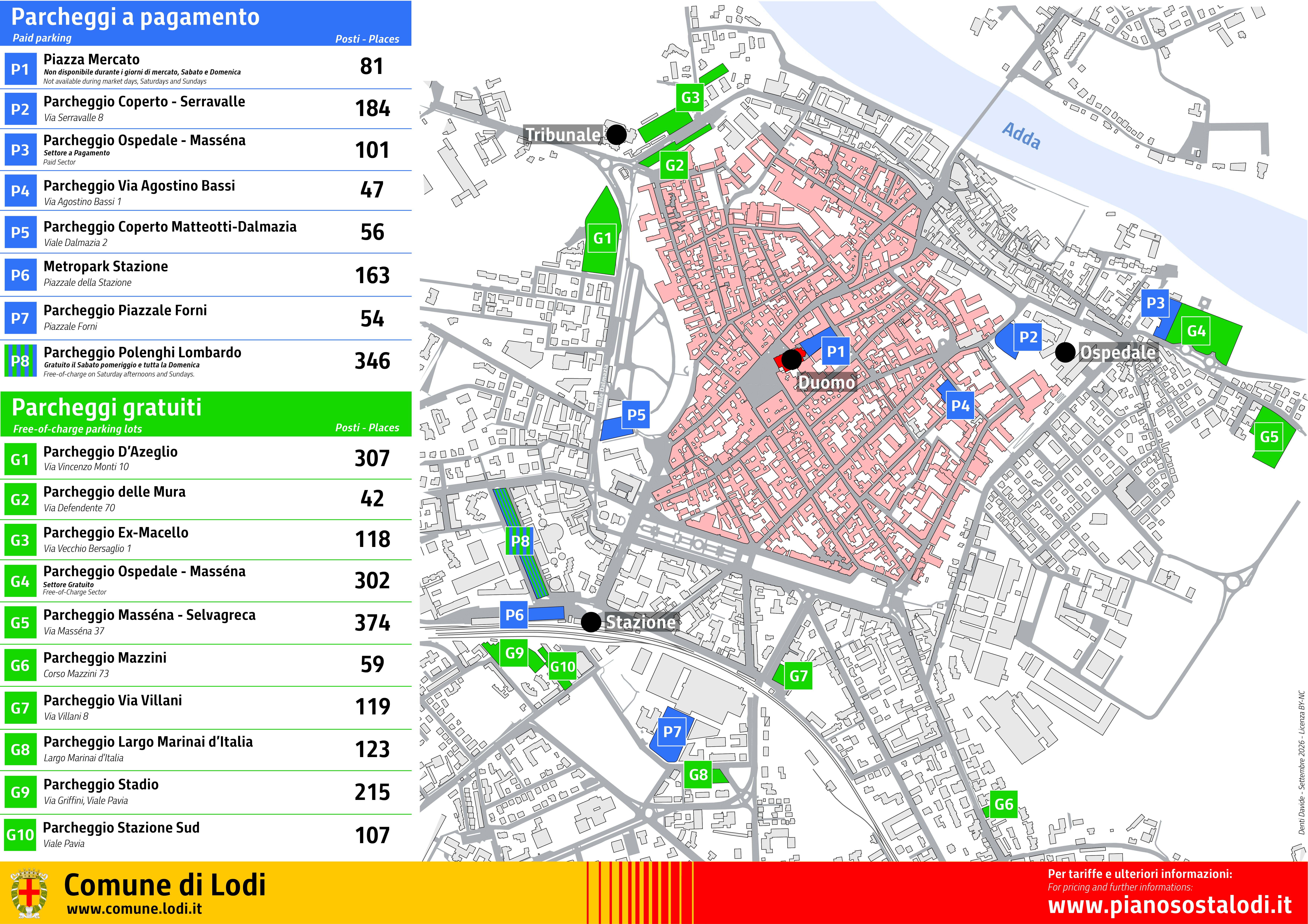 Mappa dei parcheggi gratuiti ed a pagamento