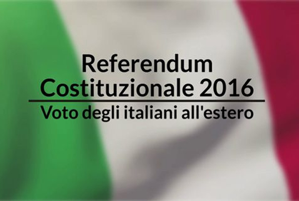tricolore con la scritta referendum costituzionale 2016 voto degli italiani all'estero