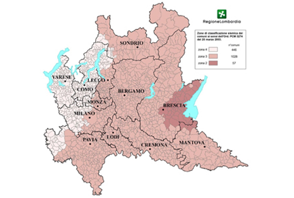 classirficaizone sismica della regione lobardia