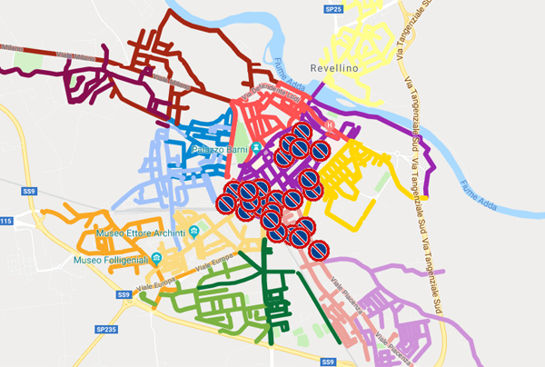 foto della mappa con i turni di pulizia stradale