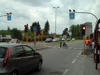 Vista del nuovo semaforo uscendo da Lodi