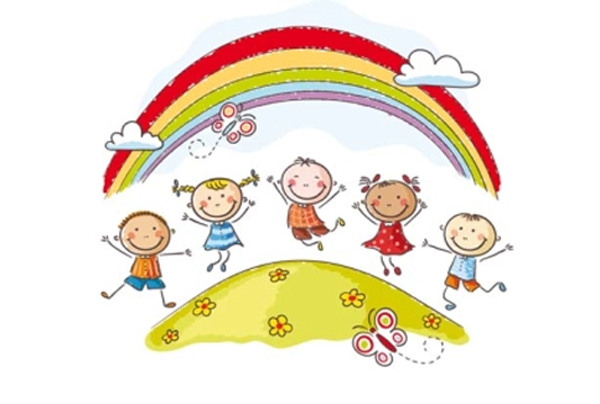 un arcobaleno con bambini