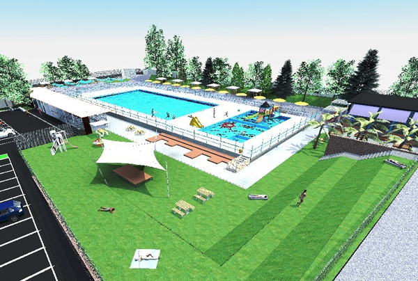 render del progetto, la piscina vista dall'alto