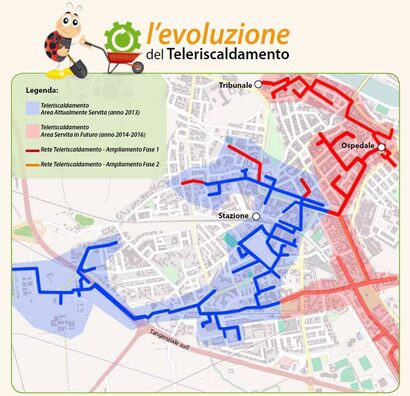 pianta dell'evoluzione della rete del teleriscaldamento