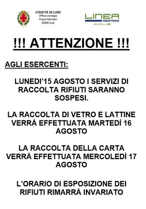 Avviso raccolta rifiuti per attività commerciali