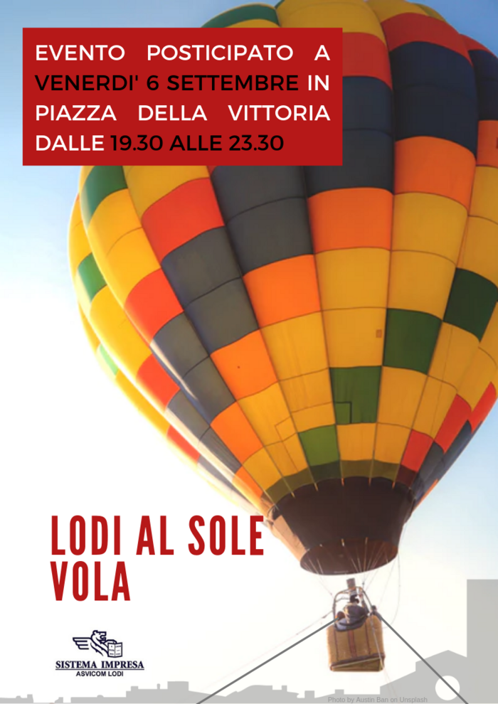 Pagina del libretto di Lodi al Sole dedicata a "Lodi al Sole Vola", con location, date e orari