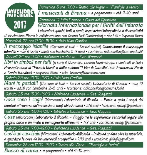 il programma di novembre 2017