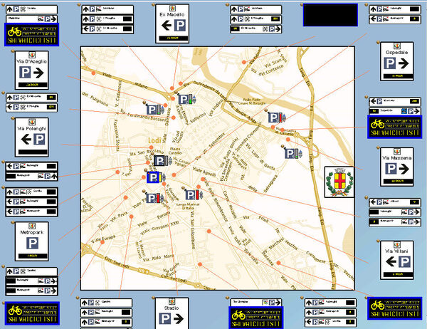 mappa del nuovo sistema di indirizzamento ai parcheggi