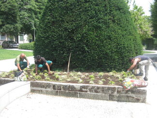 I giardinieri al lavoro per sistemare i Giardini Barbarossa