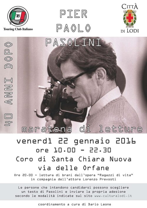 volantino per l'incontro su Pier Paolo Pasolini 